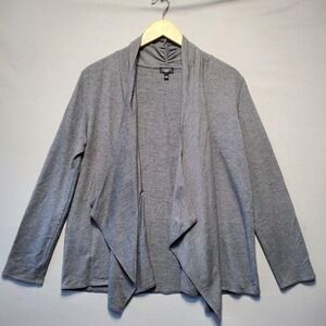 Talbots Gray Waterfall Cardigan Womens PM Soft Stretch Pima Cotton Minimalist